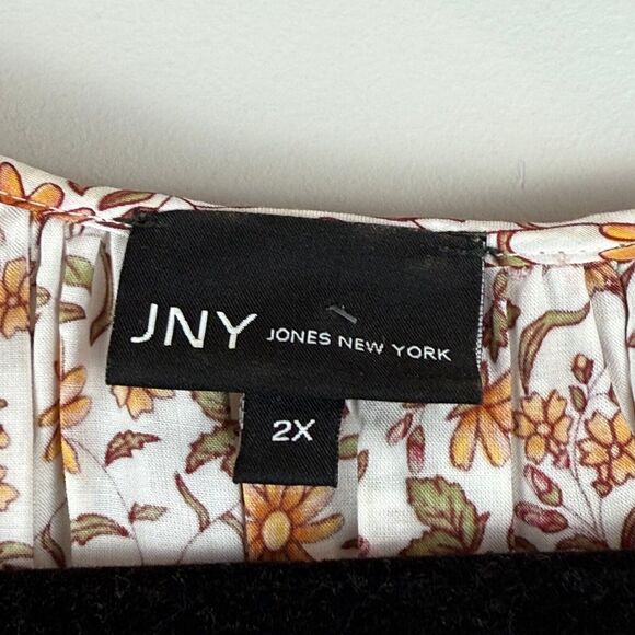 Jones New York Top Womens 2X Multi Floral Popover Long Sleeve Tunic Cottage Boho - Picture 4 of 10